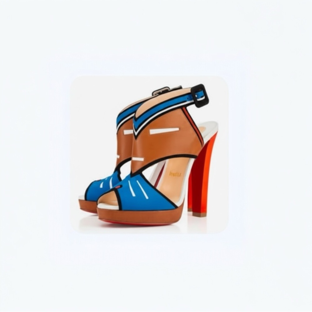 Christian Louboutin ankle strap heels from Tribalou collection RARE color block - Picture 2 of 9